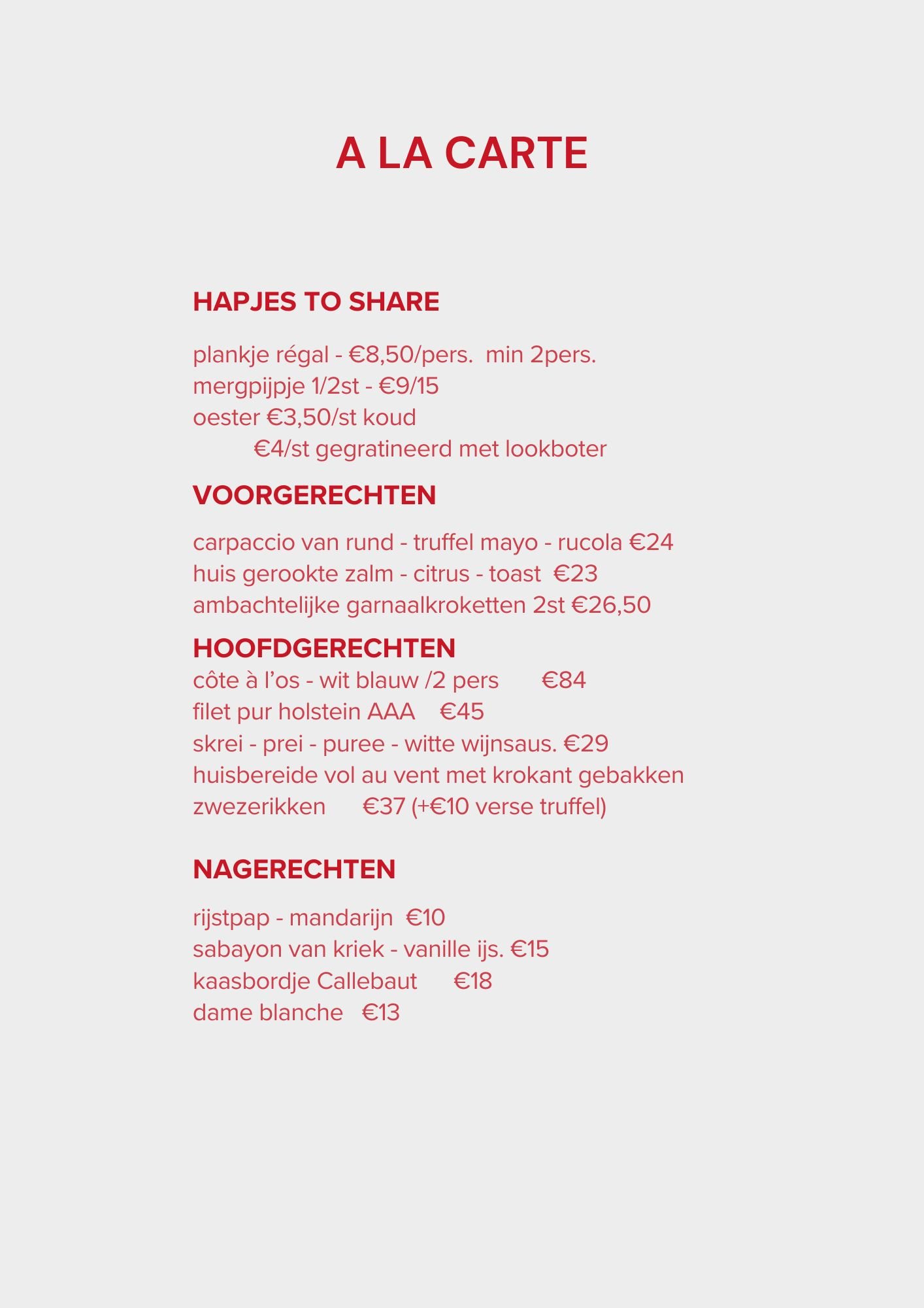 Valentijn A la carte